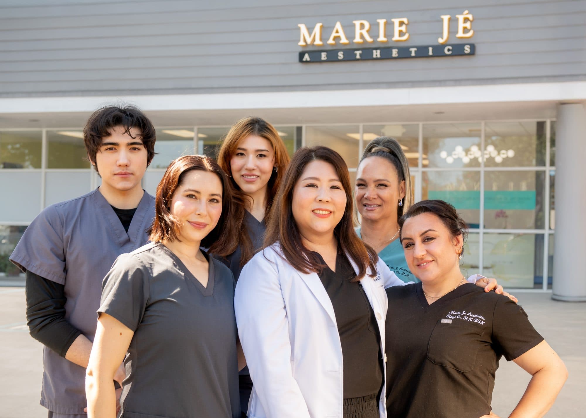 The Marie Jé Aesthetics team outside the studio at 468 E El Camino Real, Sunnyvale