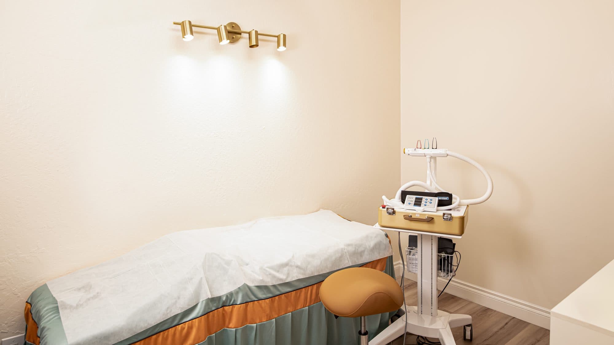 A treatment room at Marie Jé Aesthetics in Sunnyvale